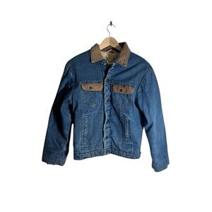 Vintage Key Imperial Denim Sherpa Lined Trucker Jacket Corduroy Size USA 80s